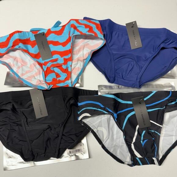 Todd Sanfield Swim Brief LOT OF 4 Men's XS Black Blue Solid Colorful Bundle NEW - Picture 1 of 3